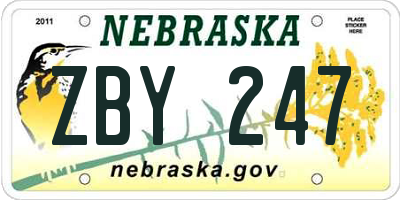 NE license plate ZBY247
