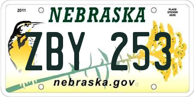 NE license plate ZBY253