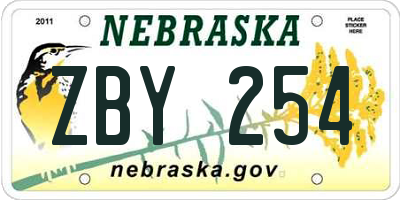 NE license plate ZBY254