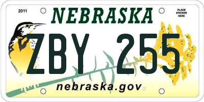 NE license plate ZBY255