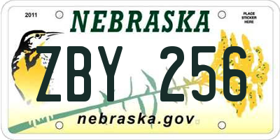 NE license plate ZBY256