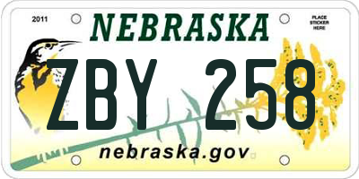 NE license plate ZBY258