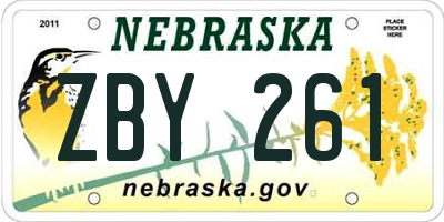 NE license plate ZBY261