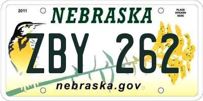 NE license plate ZBY262