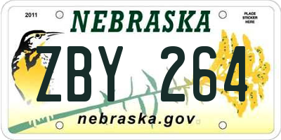 NE license plate ZBY264