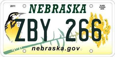 NE license plate ZBY266