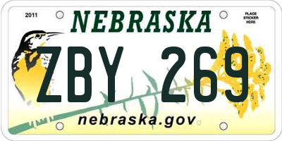 NE license plate ZBY269