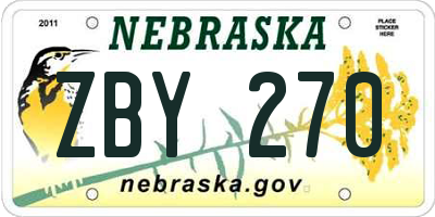 NE license plate ZBY270