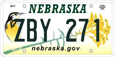 NE license plate ZBY271