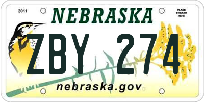 NE license plate ZBY274