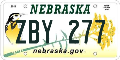 NE license plate ZBY277