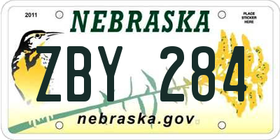 NE license plate ZBY284