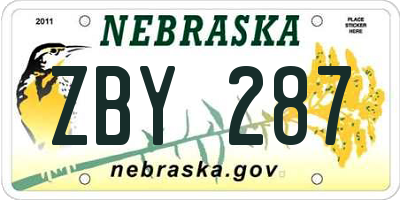 NE license plate ZBY287