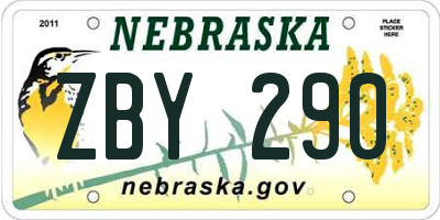 NE license plate ZBY290