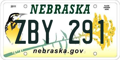 NE license plate ZBY291