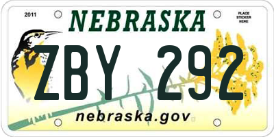 NE license plate ZBY292
