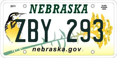 NE license plate ZBY293