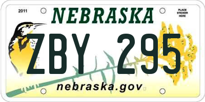 NE license plate ZBY295