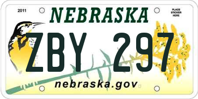 NE license plate ZBY297