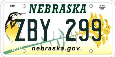 NE license plate ZBY299