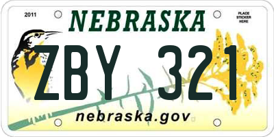 NE license plate ZBY321