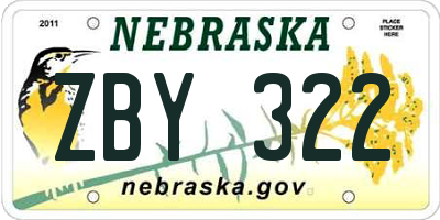NE license plate ZBY322