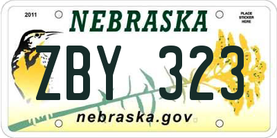 NE license plate ZBY323