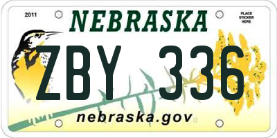 NE license plate ZBY336