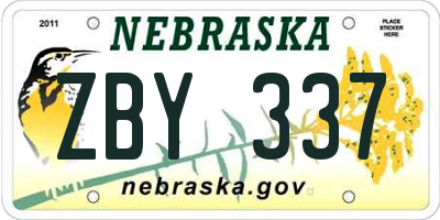 NE license plate ZBY337