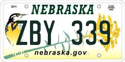 NE license plate ZBY339