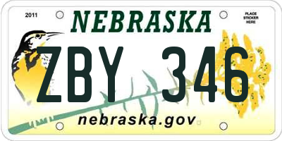 NE license plate ZBY346