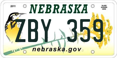 NE license plate ZBY359