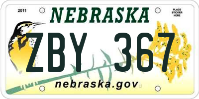 NE license plate ZBY367