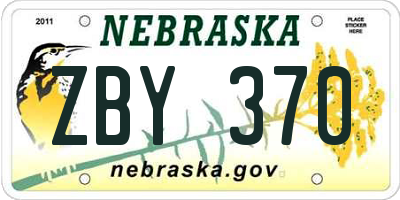 NE license plate ZBY370