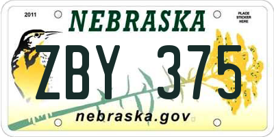 NE license plate ZBY375