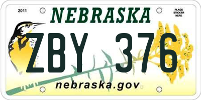 NE license plate ZBY376