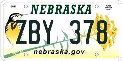 NE license plate ZBY378