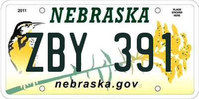 NE license plate ZBY391