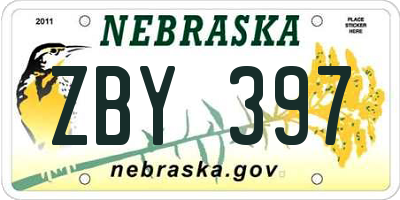 NE license plate ZBY397