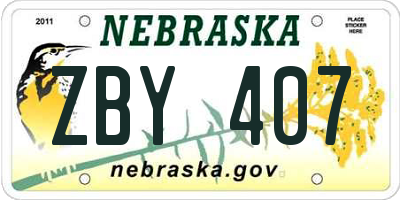 NE license plate ZBY407