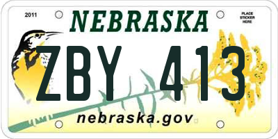 NE license plate ZBY413