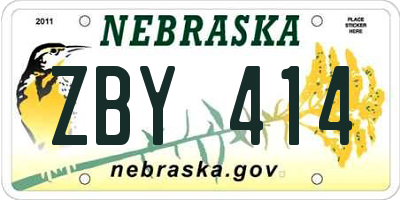 NE license plate ZBY414
