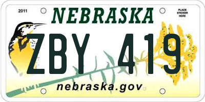 NE license plate ZBY419