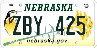 NE license plate ZBY425