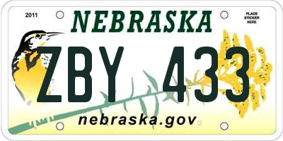 NE license plate ZBY433