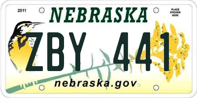 NE license plate ZBY441
