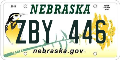 NE license plate ZBY446