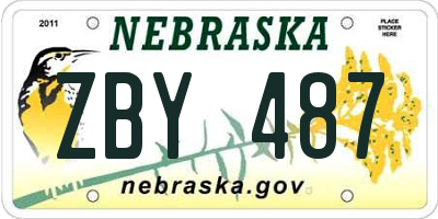 NE license plate ZBY487