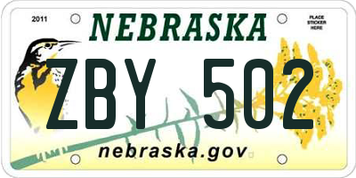 NE license plate ZBY502