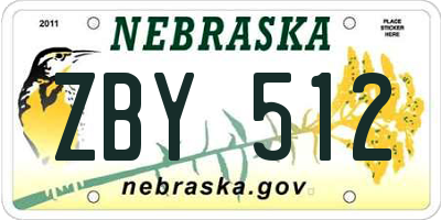 NE license plate ZBY512